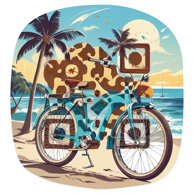 Retro Beach Cruiser Bicycle Vector QR Code for Stickers