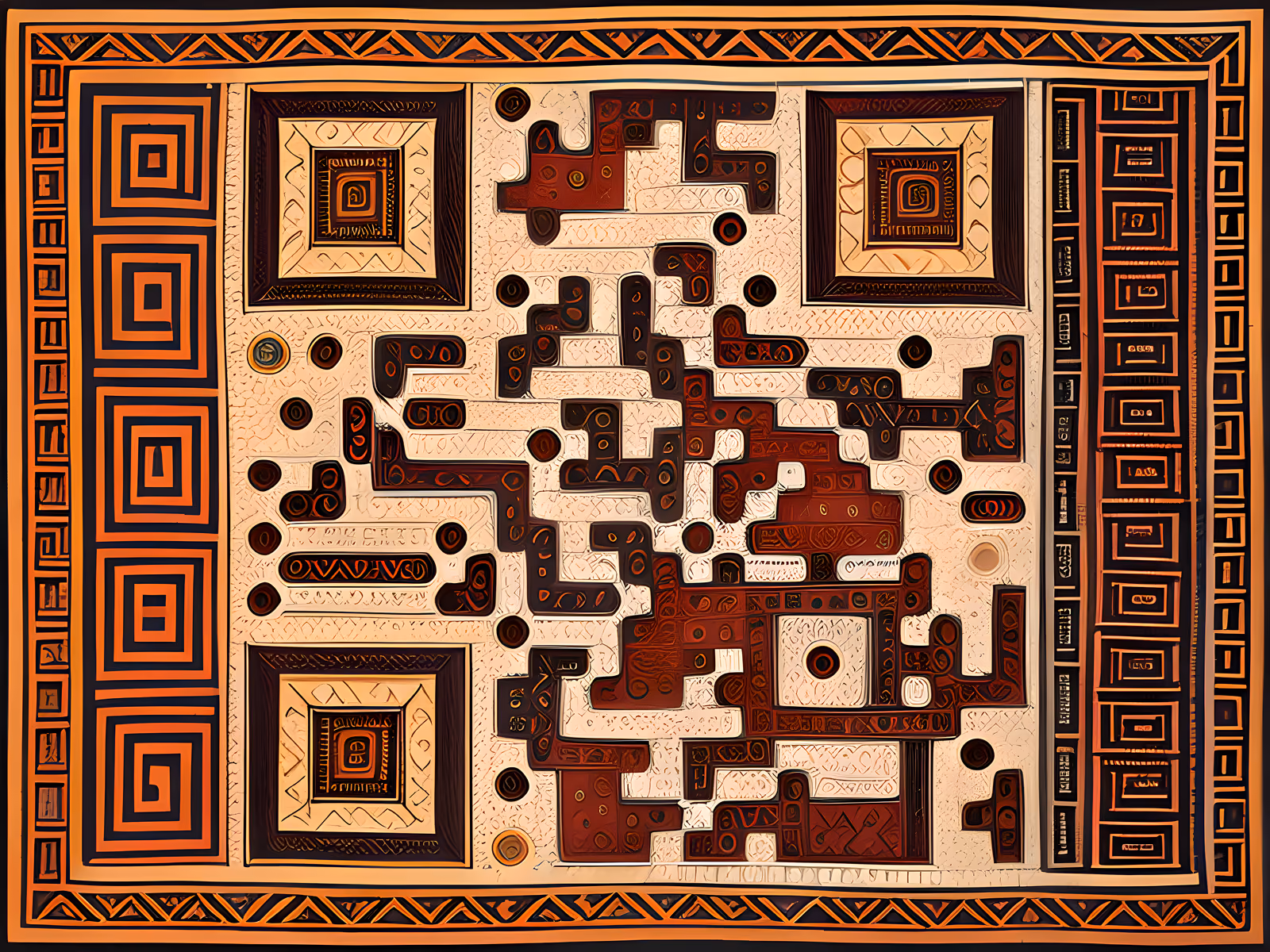 African Tribal Pattern Folk QR Code Art — image 1