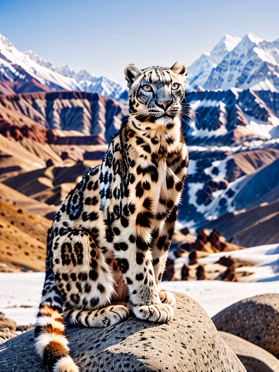 Snow Leopard Mountain Photography QR Code Art — image 1