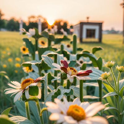 Golden Hour Wildflower Field Photo QR Code Art