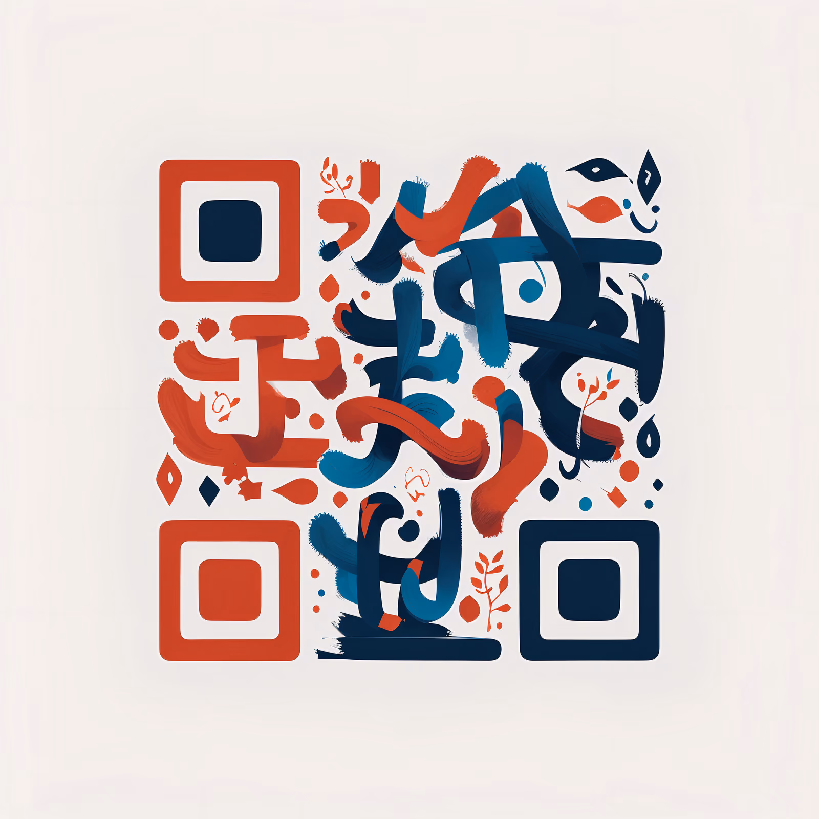 Calligraphic Brush Strokes Flat QR Code for Posters — image 1