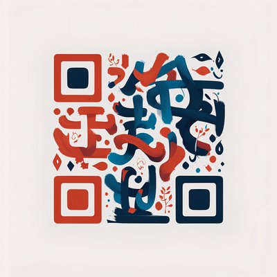 Calligraphic Brush Strokes Flat QR Code for Posters