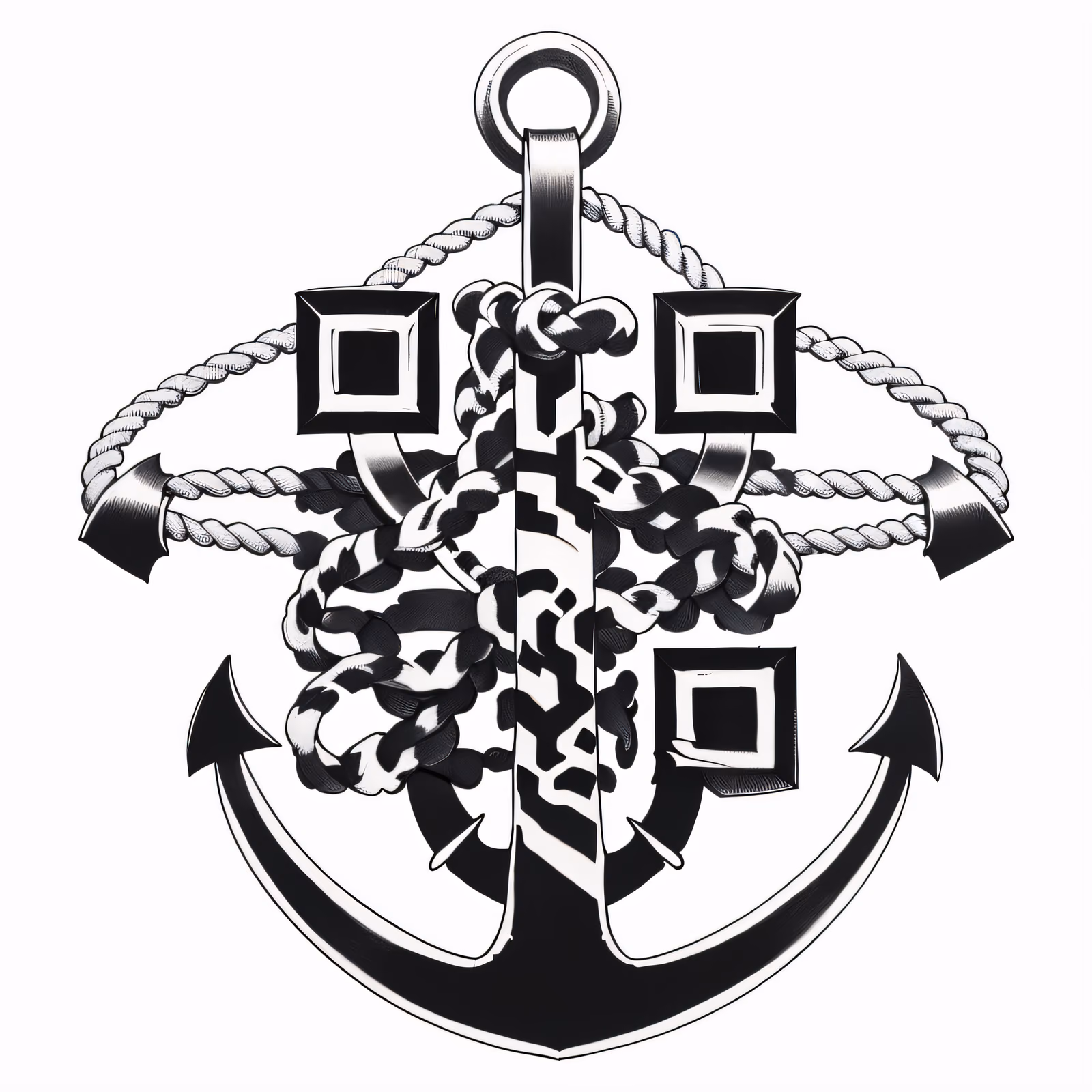 Anchor and Rope Tattoo Ink QR Code for Temporary Tattoos — image 1
