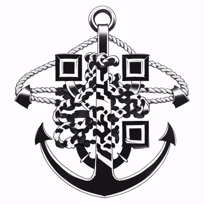 Anchor and Rope Tattoo Ink QR Code for Temporary Tattoos — image 1