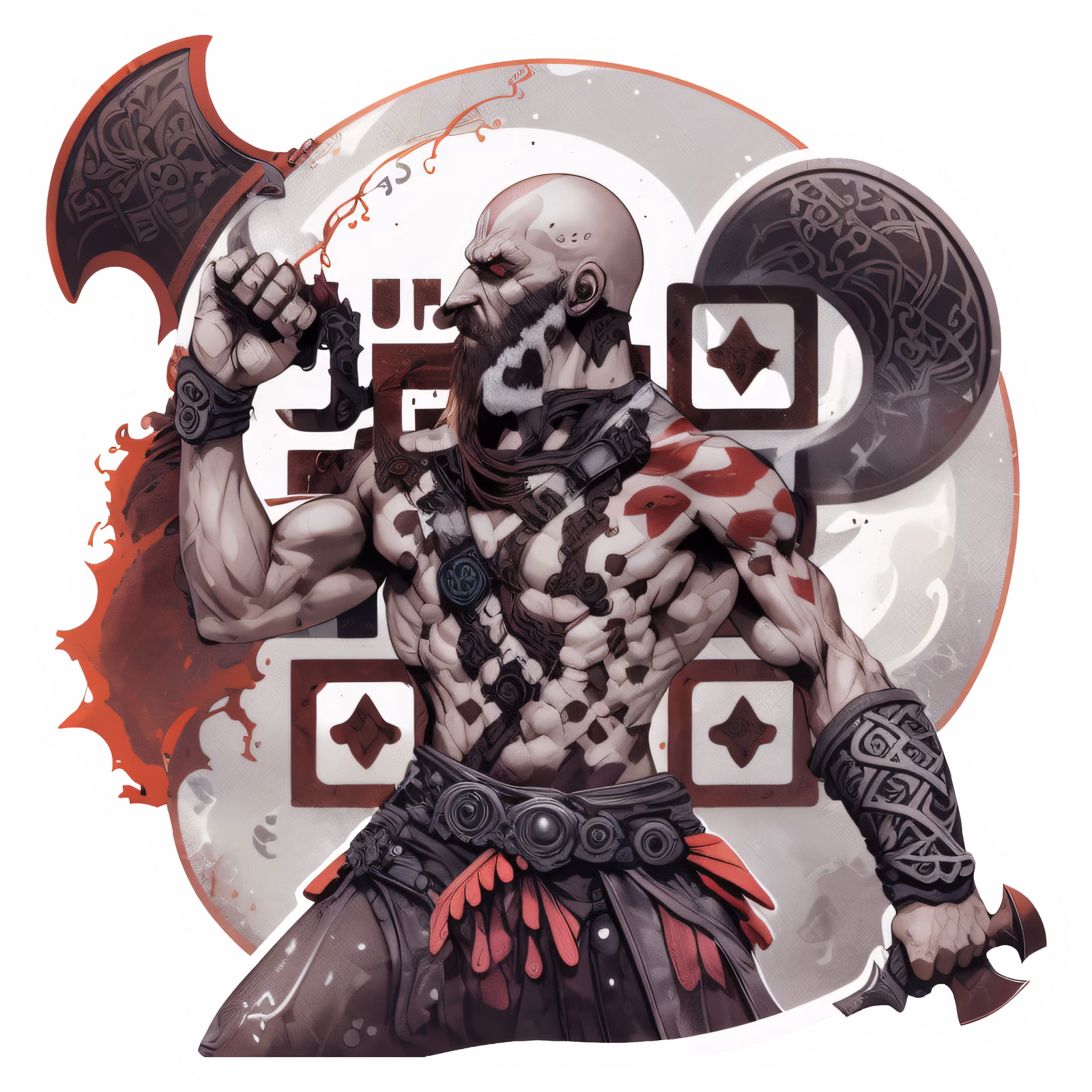 Bearded Axe Warrior Vector QR Code for Stickers — image 1