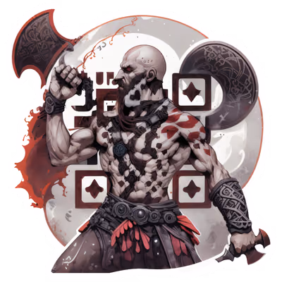 Bearded Axe Warrior Vector QR Code for Stickers — image 1