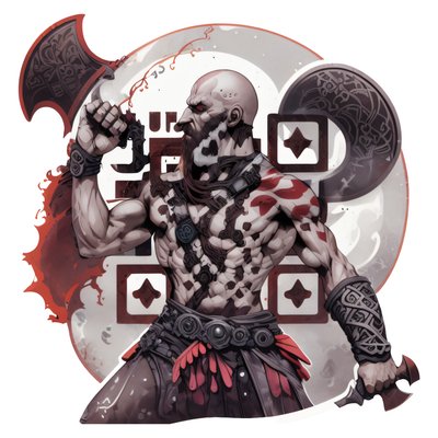 持斧络腮胡战士矢量二维码贴纸设计