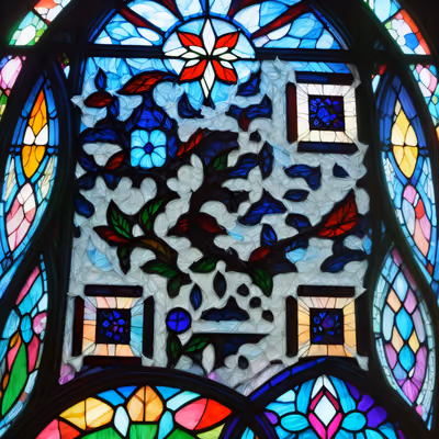 Gothic Stained Glass Vine Window QR Code Art — image 1