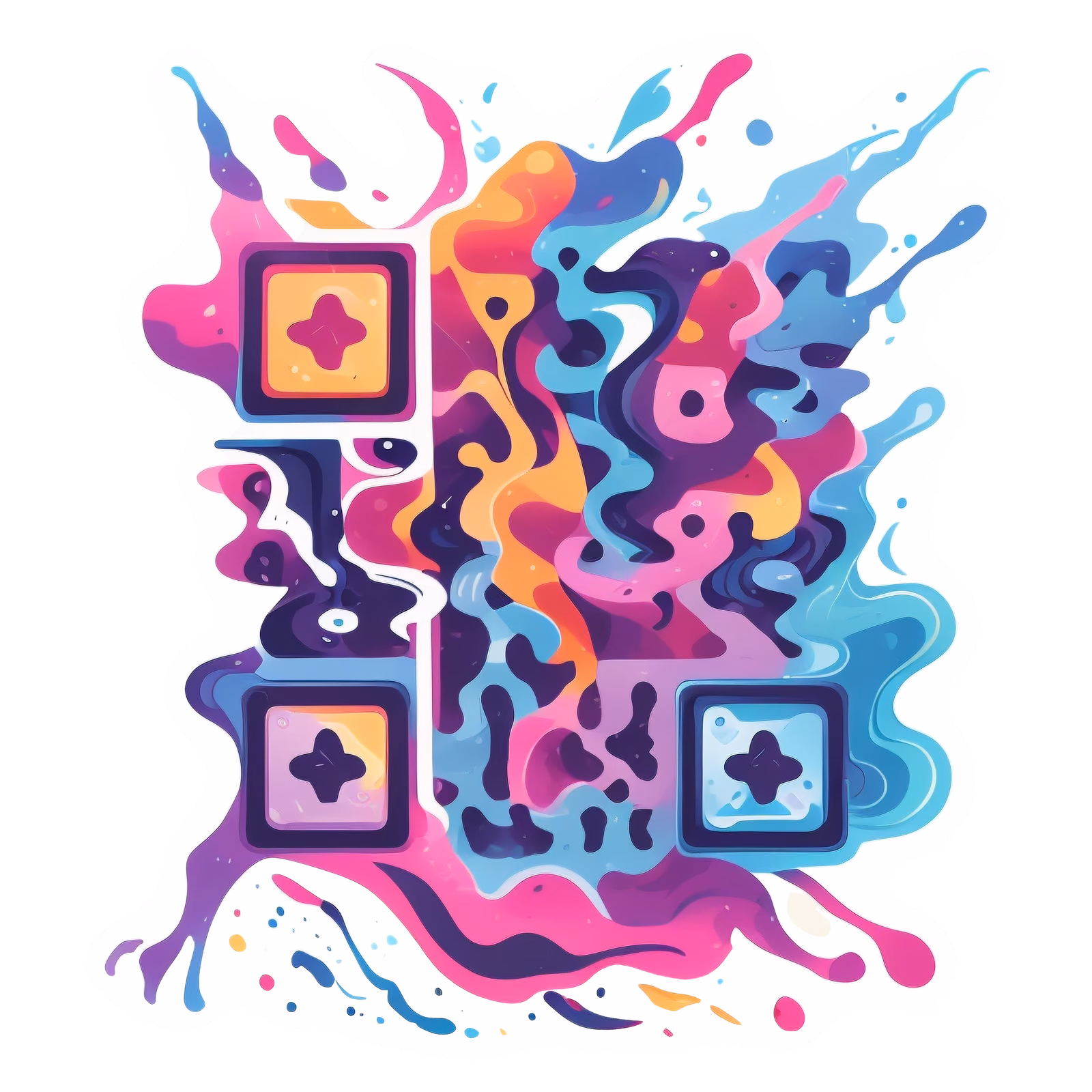 Яркая жидкая волна, векторный QR-код для стикеров — изображение 1