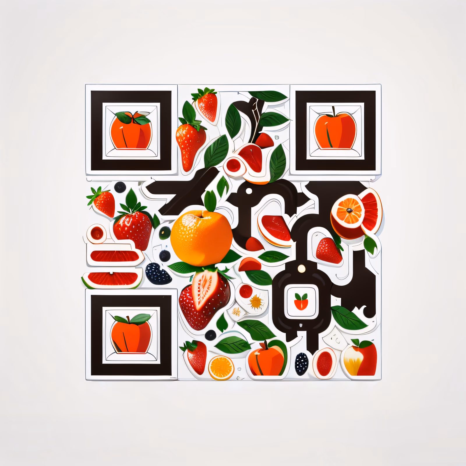 Fresh Fruit Vector Icons QR Code for Stickers — image 1