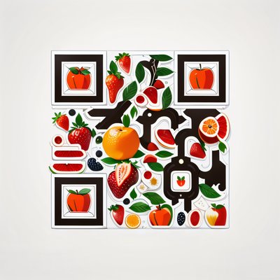 Fresh Fruit Vector Icons QR Code for Stickers