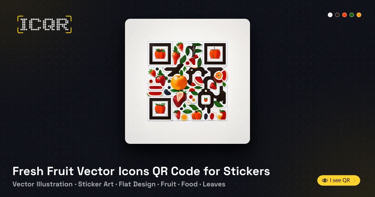 Fresh Fruit Vector Icons QR Code for Stickers • ICQR