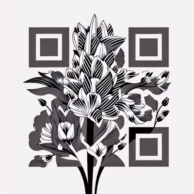 Tulip Bouquet Line Art QR Code for Temporary Tattoos — image 1