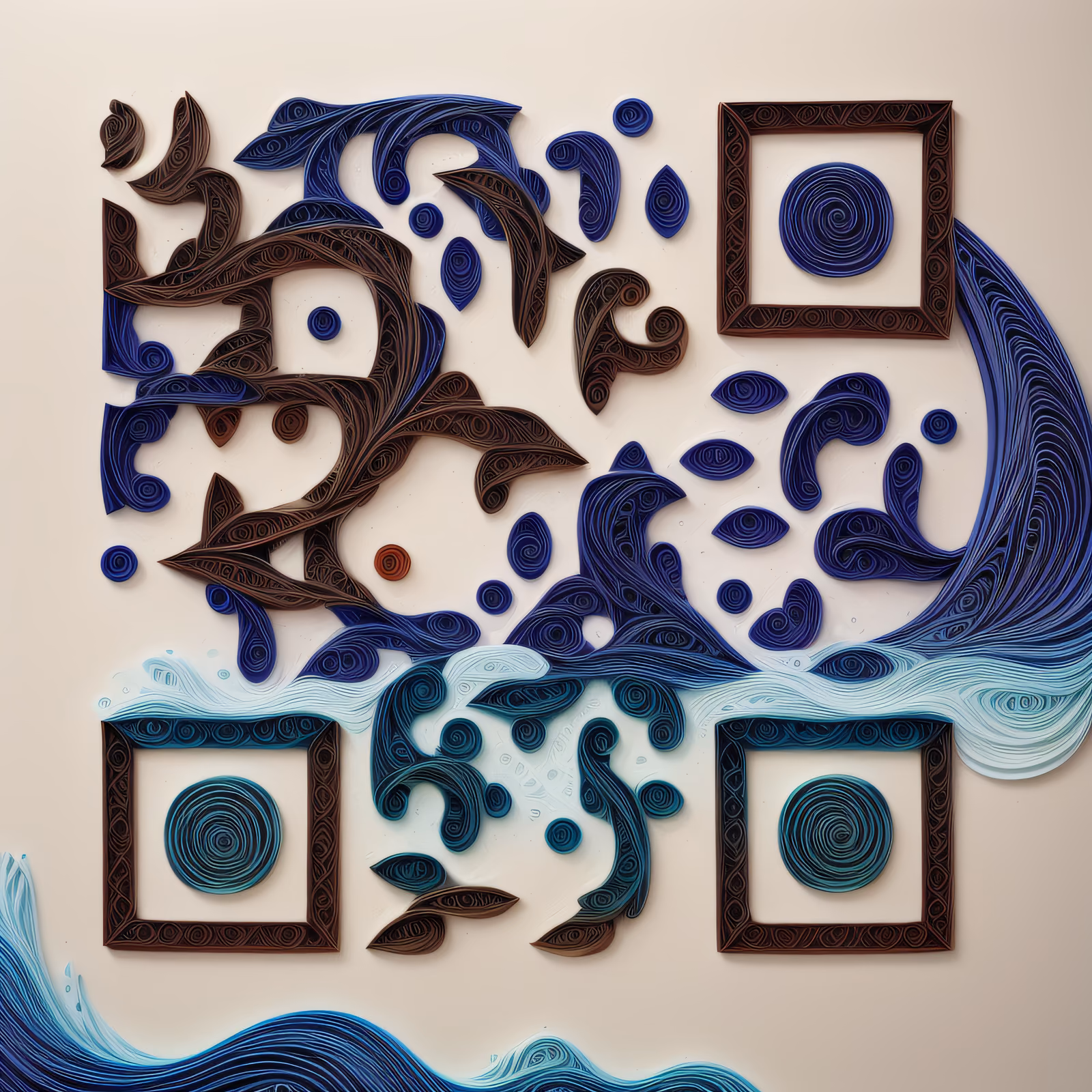 Ocean Wave Paper Quilling QR Code Art — image 1