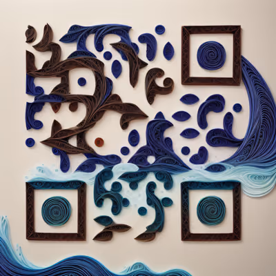 Ocean Wave Paper Quilling QR Code Art — image 1