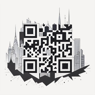 Ink City Skyline Tattoo QR Code for Temporary Tattoos
