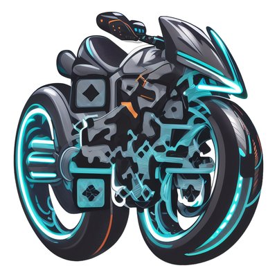 Neon Cyber Motorcycle Vector QR Code for Stickers