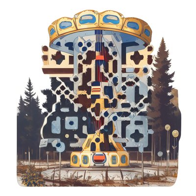 Abandoned Carousel Vector Sticker QR Code for Stickers
