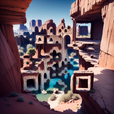 Red Canyon Oasis Ruins QR Code for Posters — image 1