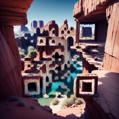 Red Canyon Oasis Ruins QR Code for Posters