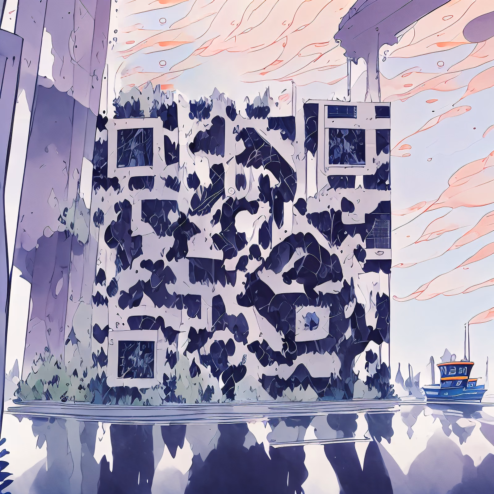 Harbor Tower Comic Panel QR Code for Posters — image 1