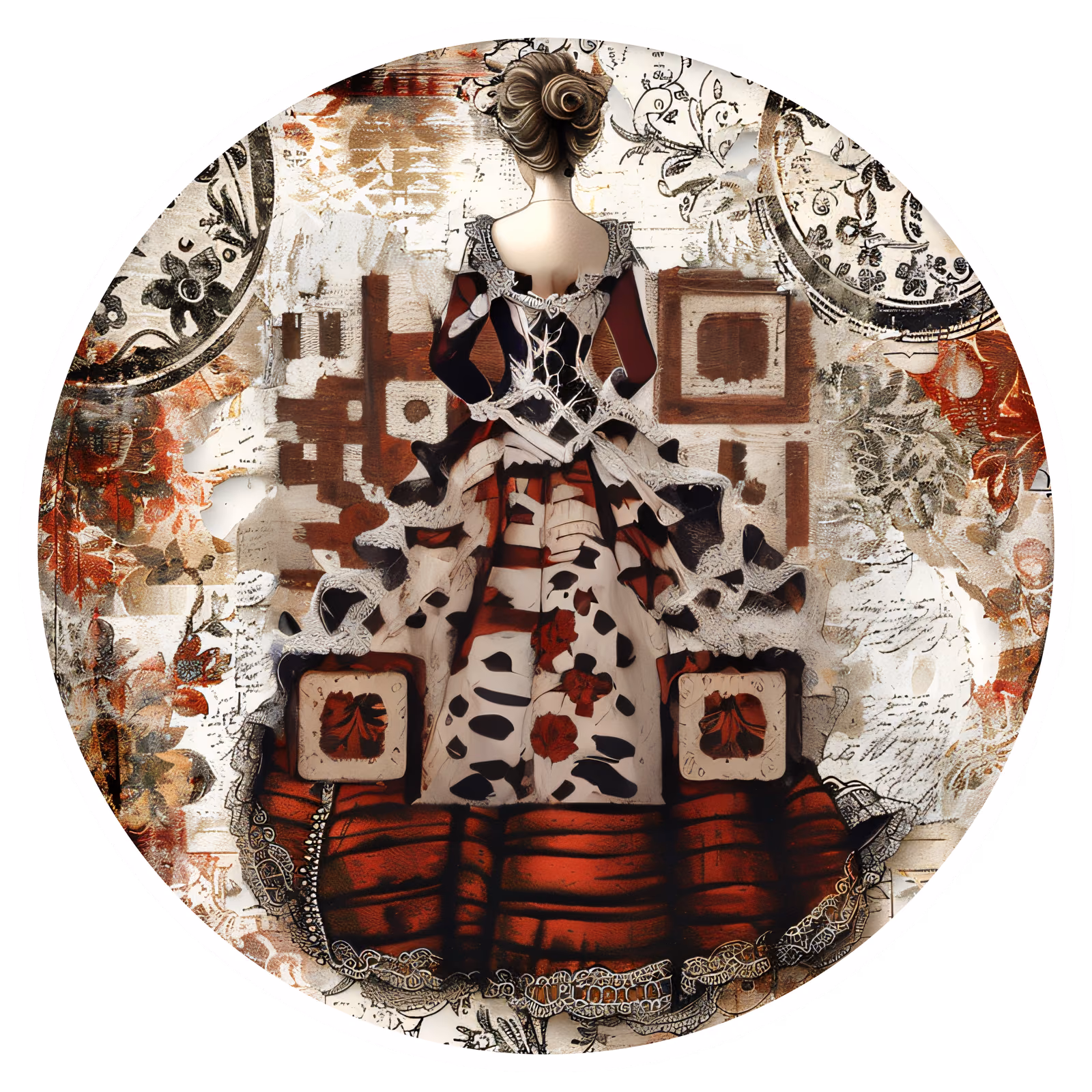 Victorian Bustle Dress Collage QR Code for Stickers — image 1