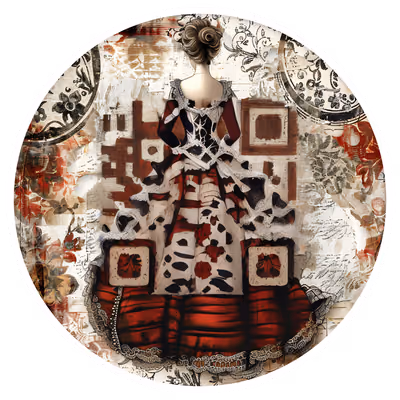 Victorian Bustle Dress Collage QR Code for Stickers — image 1