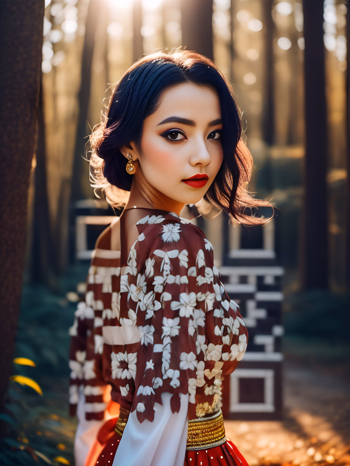 Woman in Traditional Dress Portrait QR Code for Posters — image 1