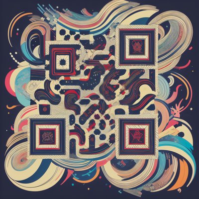 Swirling Ribbon Psychedelic QR Code for Posters
