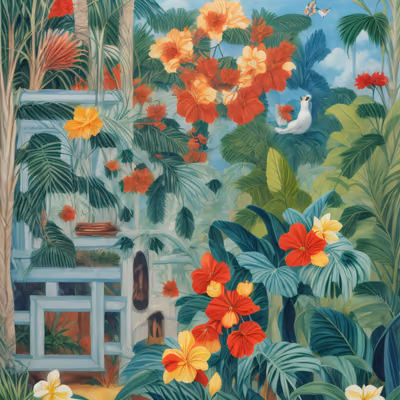 Tropical Jungle Flowers Painting QR Code Art — image 1
