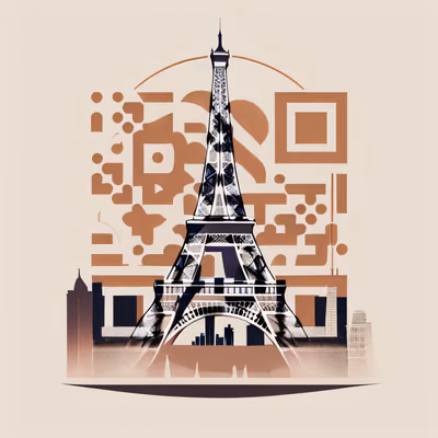 Эйфелева башня и панорама Парижа: векторный QR-код для постеров — изображение 1