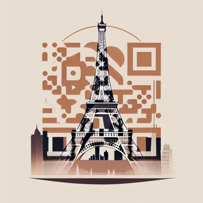 Eiffel Tower Paris Skyline Vector QR Code for Posters