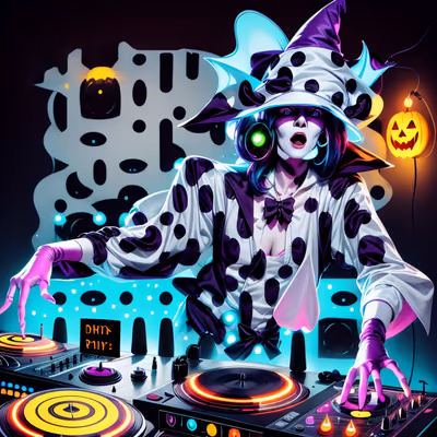 Halloween DJ Cartoon QR Code for Flyers — image 1