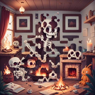 Skeleton Cabin Cartoon QR Code for Posters