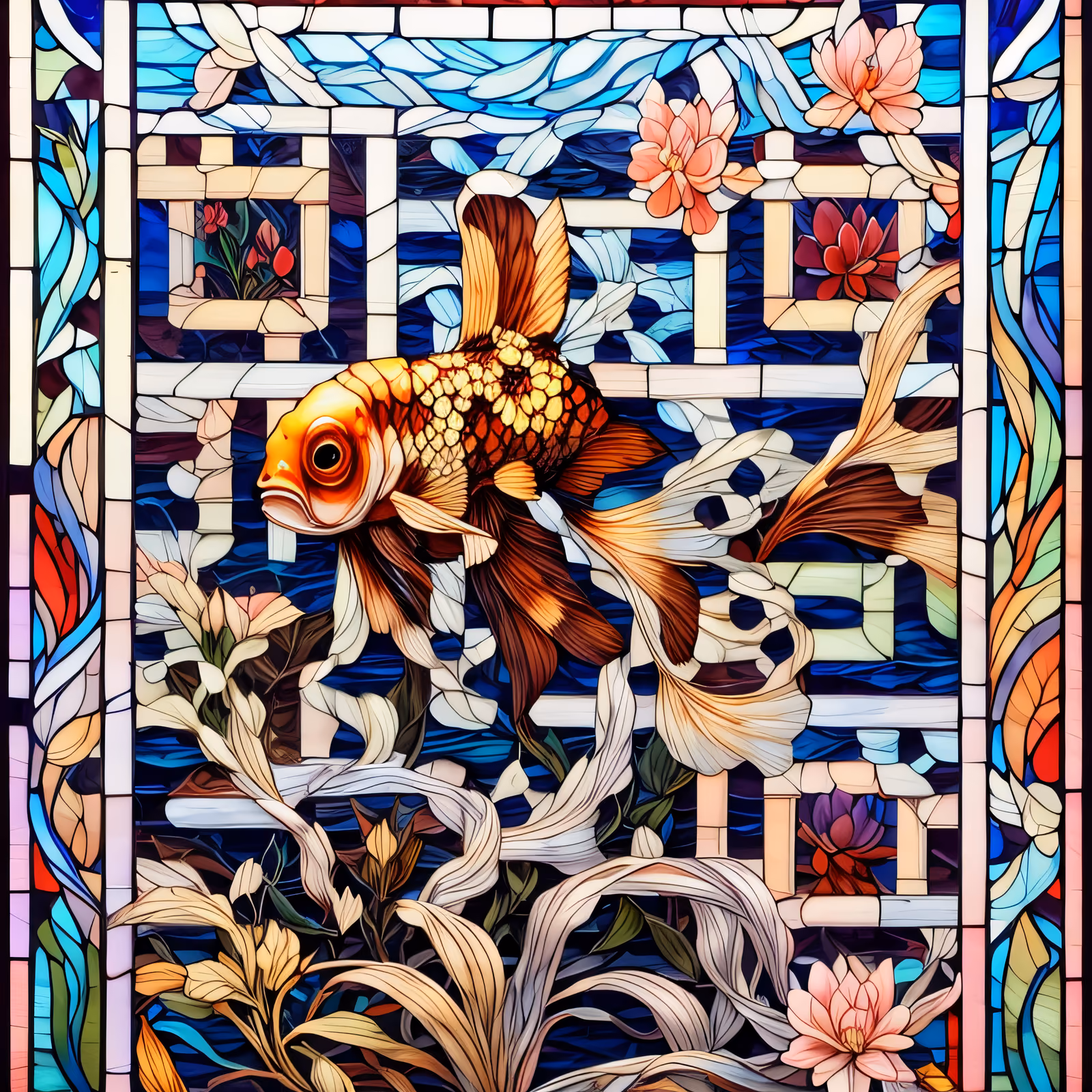 Goldfish Stained Glass QR Code Art — image 1