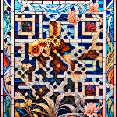 Goldfish Stained Glass QR Code Art — image 1