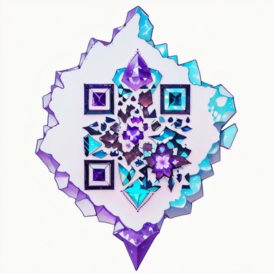 Amethyst Geode Crystal Tattoo QR Code for Stickers