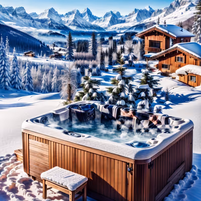 Alpine Hot Tub Winter Scene QR Code Art — image 1