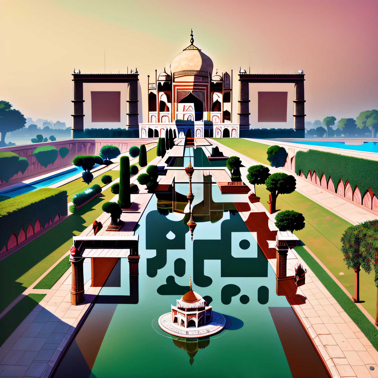 Тадж-Махал и отражающий бассейн: стилизованный QR-код для постеров — изображение 1
