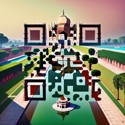 Taj Mahal Reflecting Pool Stylized QR Code for Posters