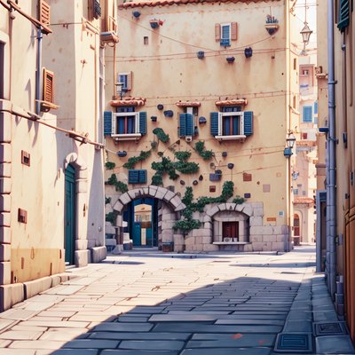 Mediterranean Alley Realism QR Code Art