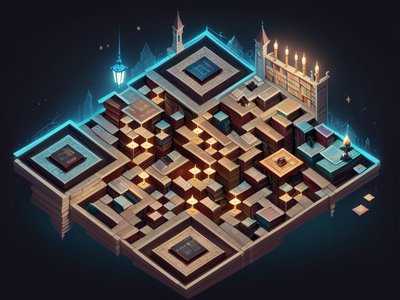 Isometric Enchanted Library Fantasy QR Code for Posters