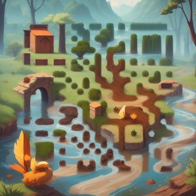 Game World River Concept Art QR Code for Posters