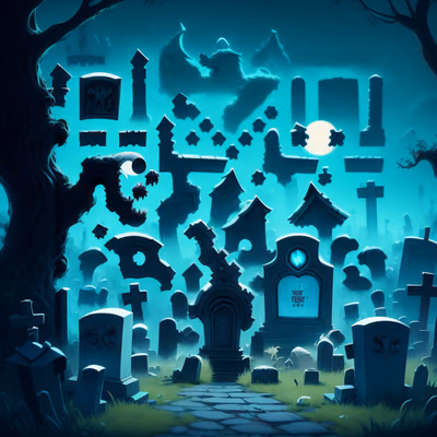 Кладбище с привидениями, игровой арт: QR-код для постеров — изображение 1