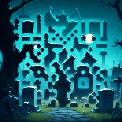 Haunted Graveyard Game Art QR Code for Posters