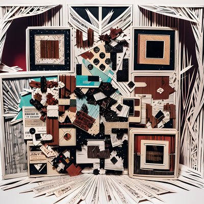 Torn Paper Dada Collage Pattern QR Code Art