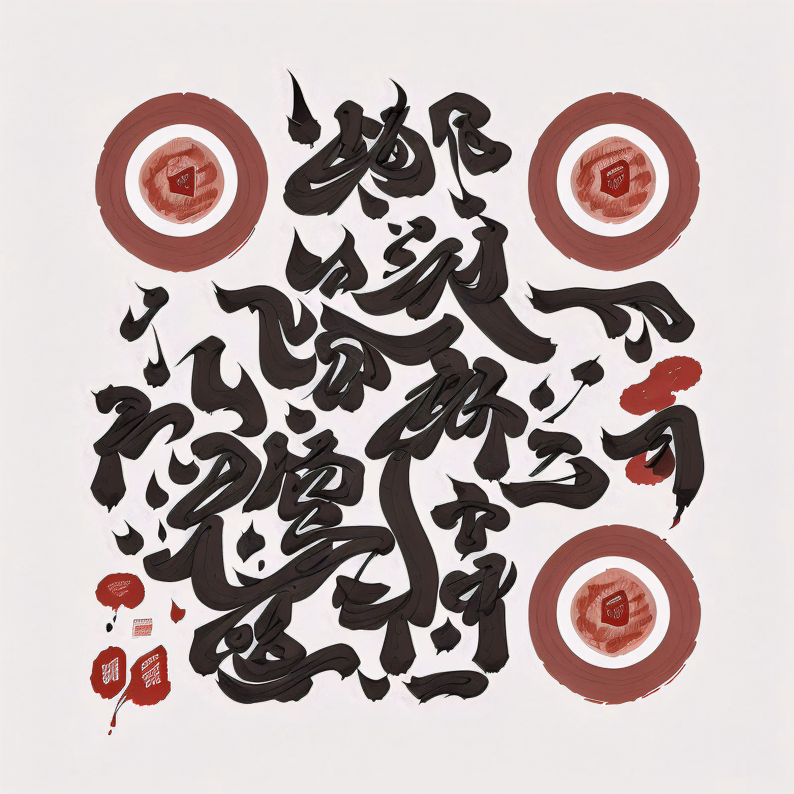Brush Calligraphy Ink Strokes Emblem QR Code Art — image 1