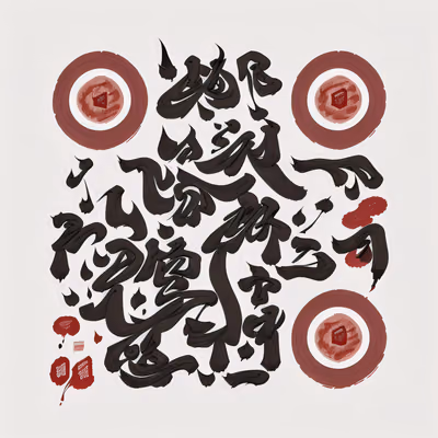 Brush Calligraphy Ink Strokes Emblem QR Code Art — image 1