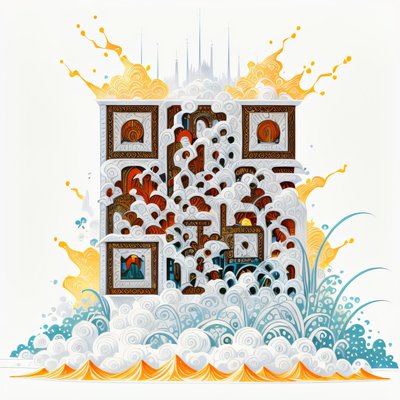 Фантастическая башня в облаках: QR-код