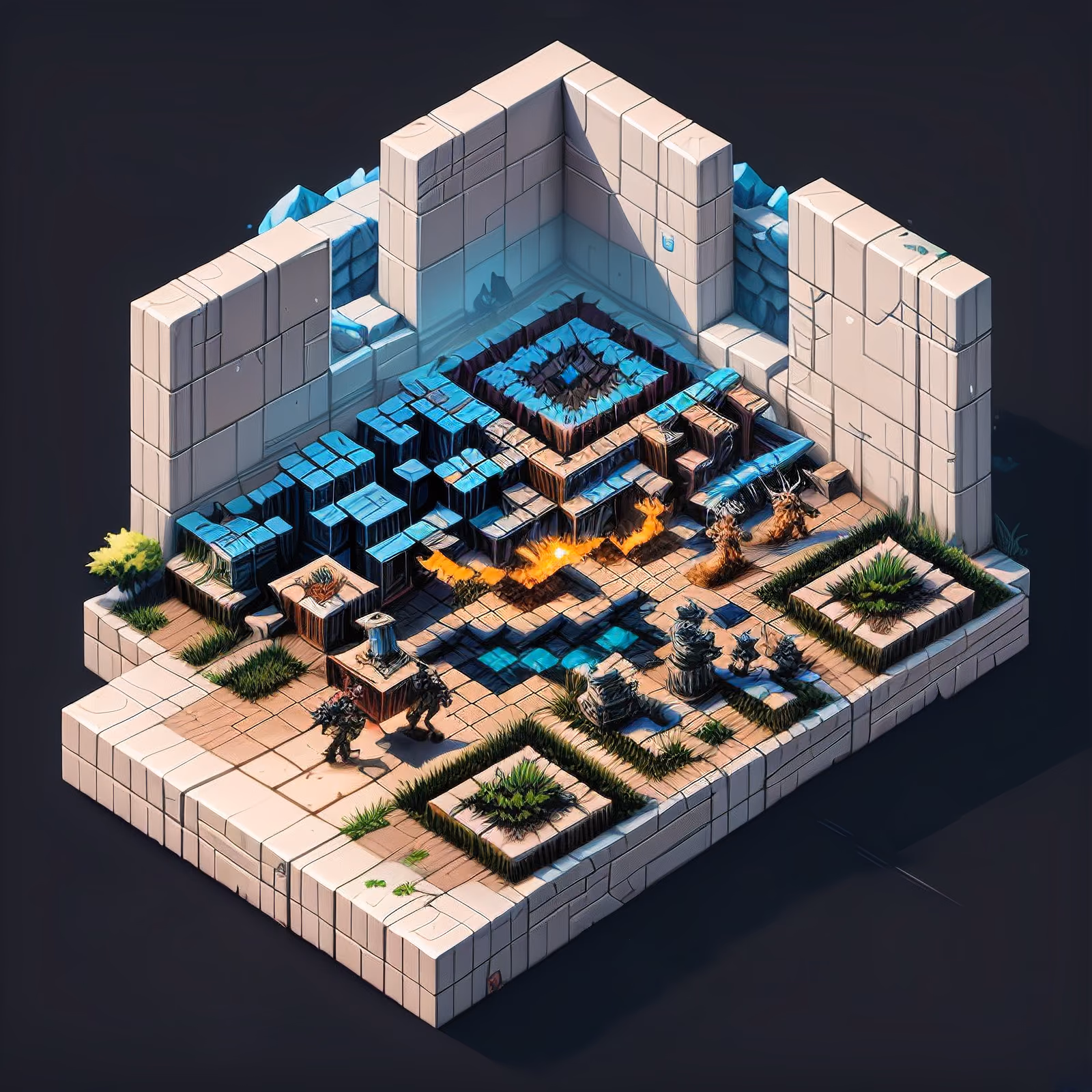 Isometric Stone Ruin Game Art QR Code for Posters — image 1